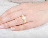 Pearl Gemstone Ring - Gold Plated Silver Ring - Mother Of Pearl Multistone Ring - Jewelry Wholesaler- Christmas Gift For Women